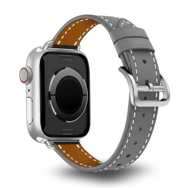 Cleopatra Double Tour Slim Genuine Leather Band for Apple Watch 40/41/42mm -Grey