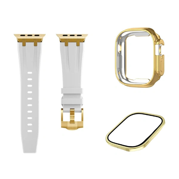 KIT Silicone Watch Band Apple Watch Ultra AP Gold buckle screen protector and case -Kopa