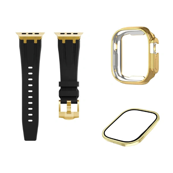 KIT Silicone Watch Band Apple Watch Ultra AP Gold buckle screen protector and case -Kopa