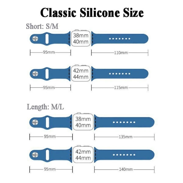 Silicone Apple Watch Band - 3 Piece SM/ML