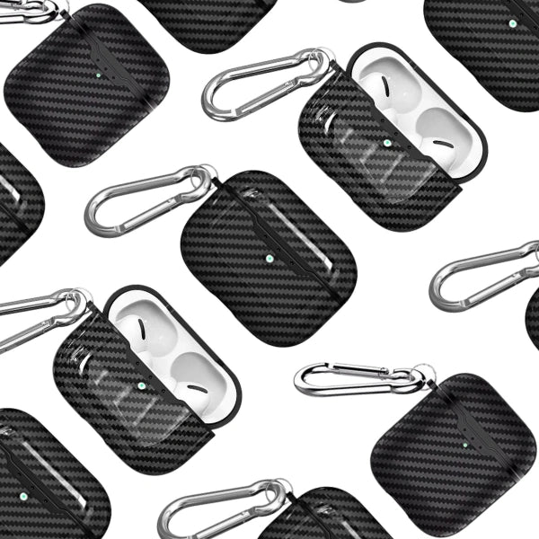 Carbon Fiber Texture Soft Shell Shockproof Protective AirPod with Keychain