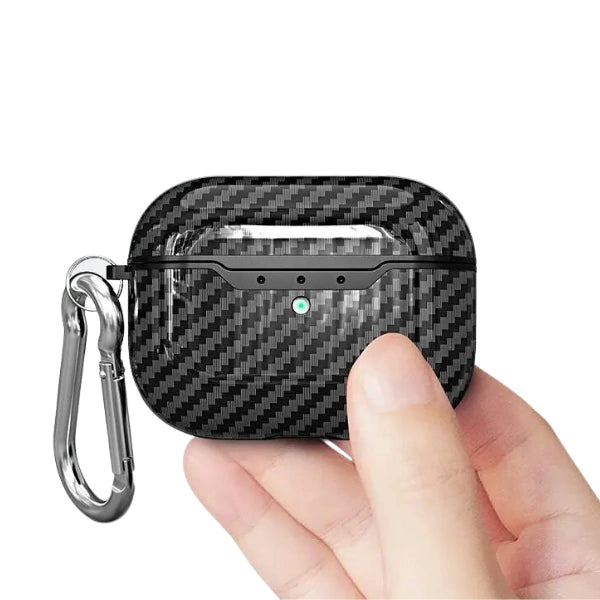 Carbon Fiber Texture Soft Shell Shockproof Protective AirPod with Keychain