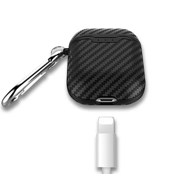 Carbon Fiber Texture Soft Shell Shockproof Protective AirPod with Keychain