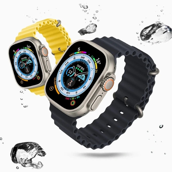 Ocean Rubber Strap for Apple Watch 44/45/46/49mm Titanium Buckle Scout -Black