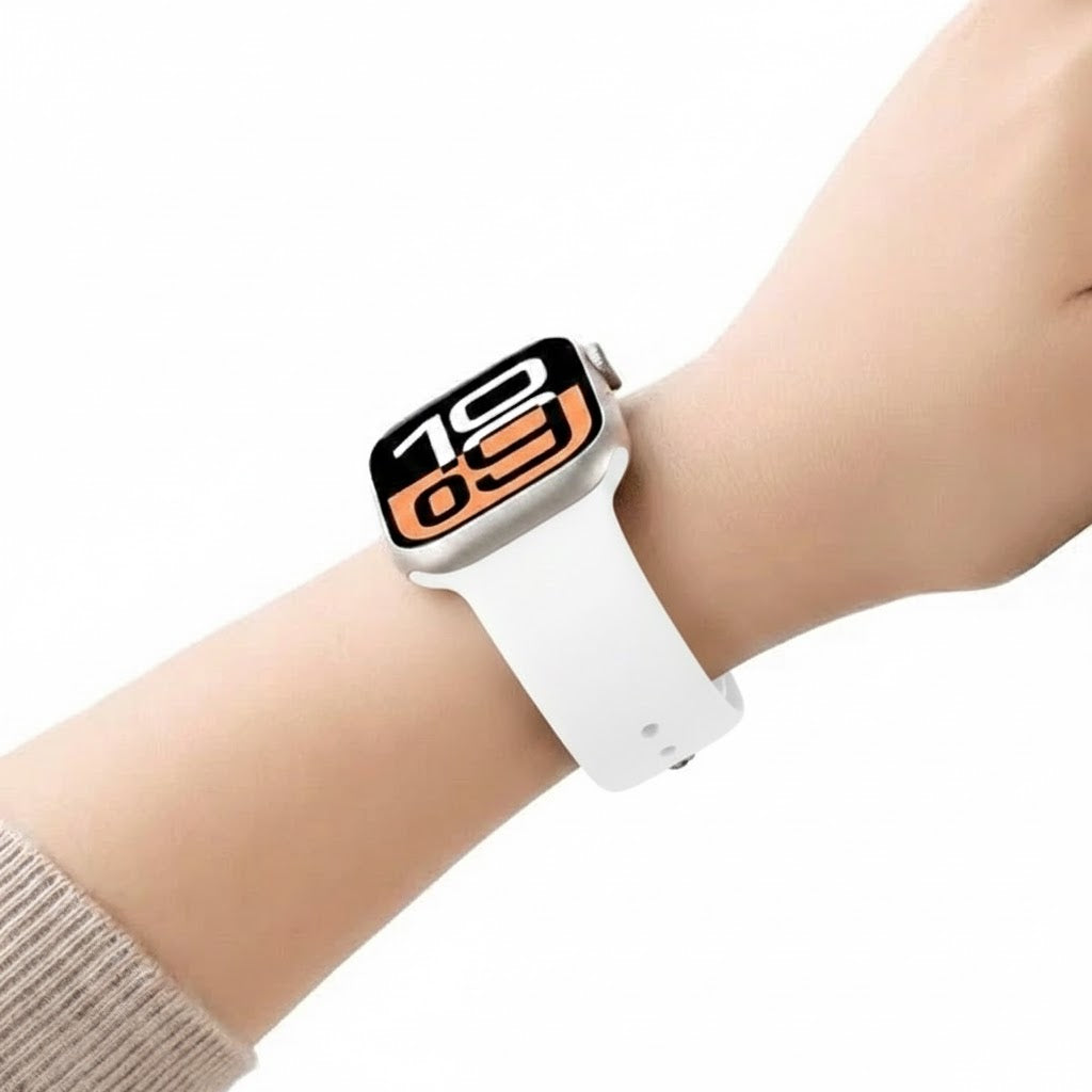 FKM Fluorine Silicone Band for Apple Watch 40/41/42mm with Hidden Closure -White