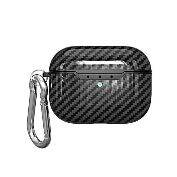 Carbon Fiber Texture Soft Shell Shockproof Protective AirPod with Keychain