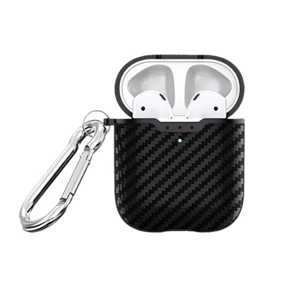 Carbon Fiber Texture Soft Shell Shockproof Protective AirPod with Keychain